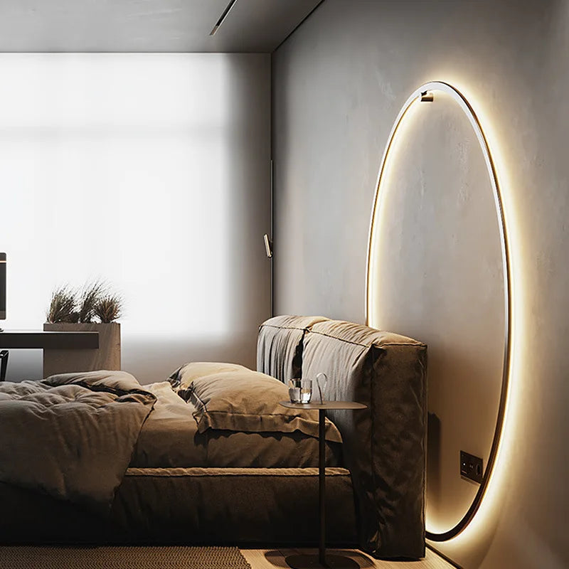 Nueva lámpara de pared circular dorada moderna de Led NEGRO, decoración de dormitorio, lámpara de pared Led, lámpara de pared de fondo de sala de estar, lámpara de pared