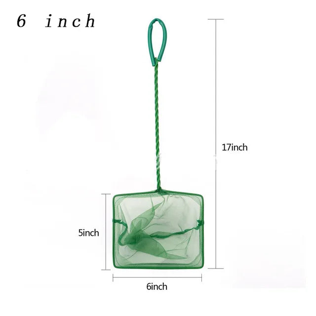 Portable Fish Net Long Handle Square Aquarium Accessories Fish Tank Landing Net Fishing Net Fish Floating Objects Cleaning Tool