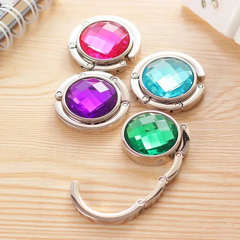 Portable Fashion Folding Crystal Alloy Purse Handbag Bag Hanger Hook Holder Table Hook Unique Parts Accessories Multifunctional