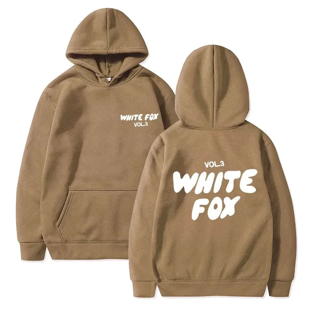 White Fox Women's Hoodie Loose Fitting Hoodie Thick Wool Letter Print Sweatshirts