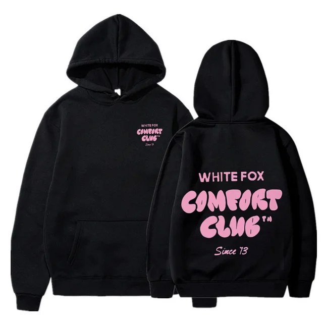 White Fox Comfort Club European American Trendy Fashion for Women Hoodie Casual 4-Color options