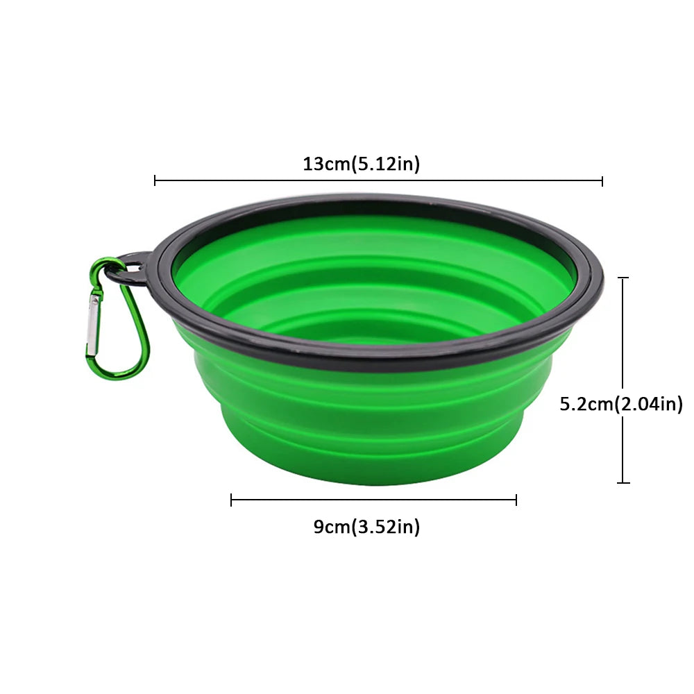 Outdoor Portable Pet Folding Bowl Silicone Dog Feeders with Hanging Hook Cat Dog Bowl Pet Items Dog Food Bowl Mascotas