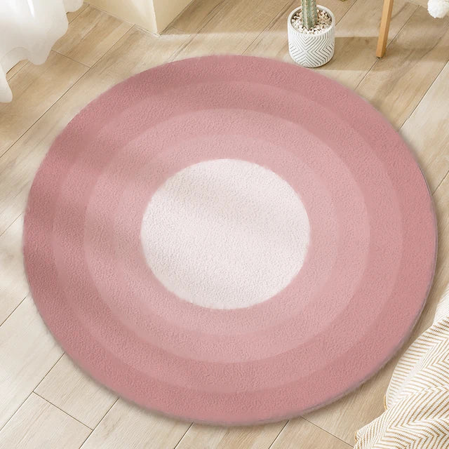 Simple Gradient Living Room Round Carpet Light Luxury Study Room Cloakroom Fluffy Soft Carpets Home Bedroom Bedside Plush Rug