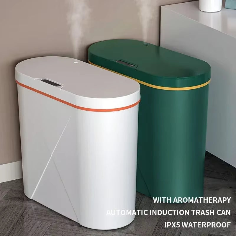 15L Aromatherapy Smart Sensor Trash Can Garbage Bin Electronic Trash Bin Narrow Toilet Rubbish Wastebasket for Home Kitchen Bath