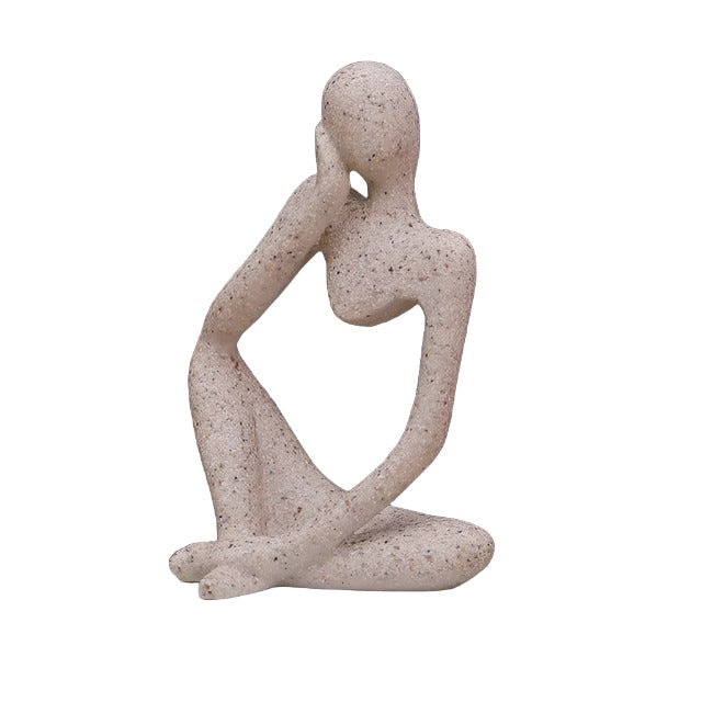 Estatuas abstractas del pensador de Color arena, esculturas de Yoga, estatuilla nórdica para sala de estar, decoración del hogar, adornos de escritorio Maison