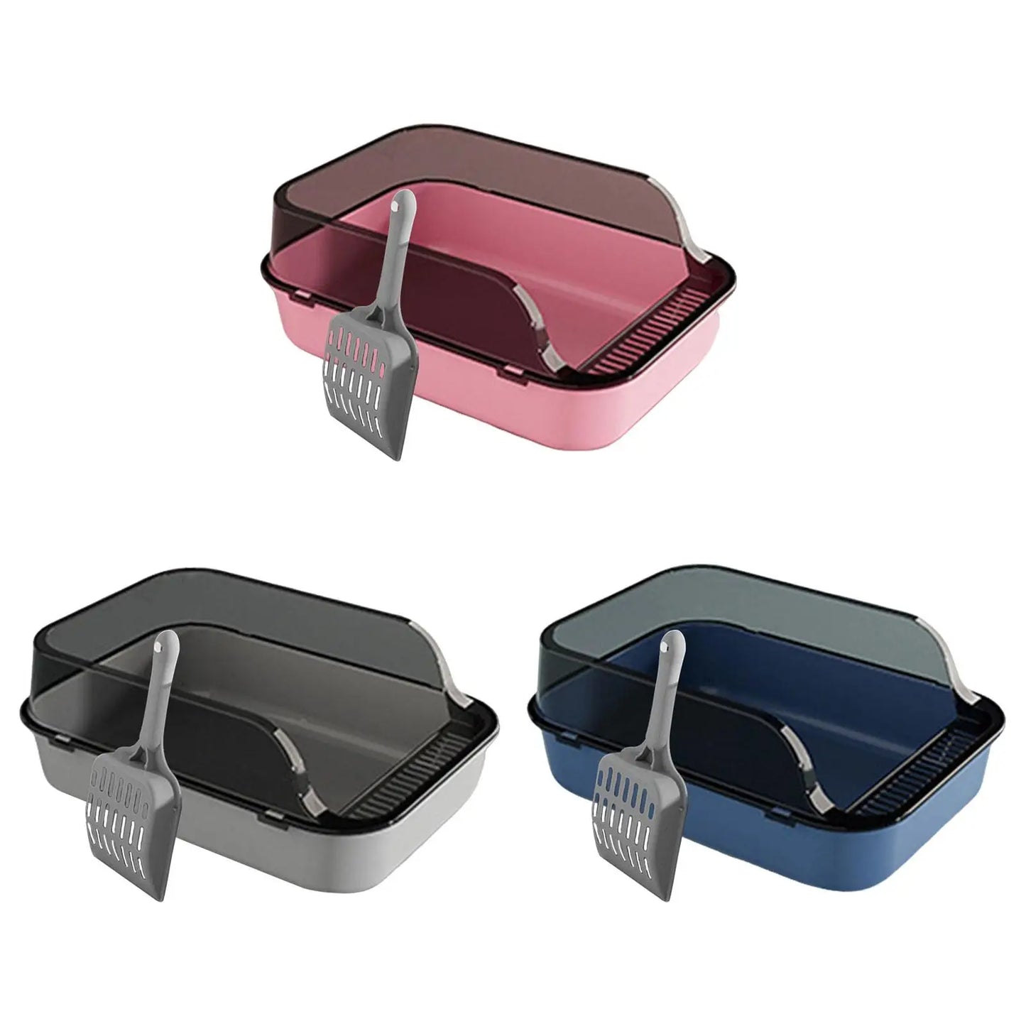 Open Top Cat Litter Box Removable with Cat Litter Shovel with High Side Cat Toilet for Small Medium Large Cats Small Pets