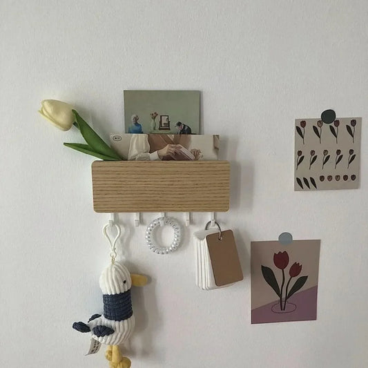 Porte-clé à crochet en bambou, 1 pièce, organisateur en bois pour mur, accessoires de maison, porte de cuisine, porte-manteau suspendu à l'arrière, petit article d'entrée