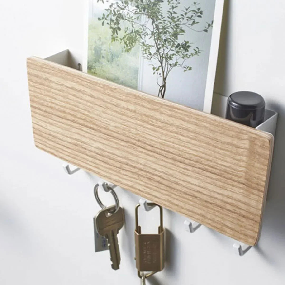 Porte-clé à crochet en bambou, 1 pièce, organisateur en bois pour mur, accessoires de maison, porte de cuisine, porte-manteau suspendu à l'arrière, petit article d'entrée