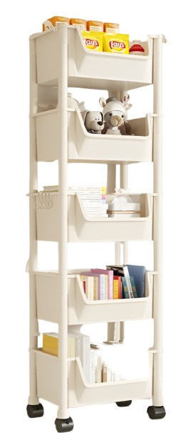 Trolley Bookshelf Portable Creative Kitchen Storage Rack Living Room Mobile Display Cabinet Corner Movable Bookshelf With Wheels