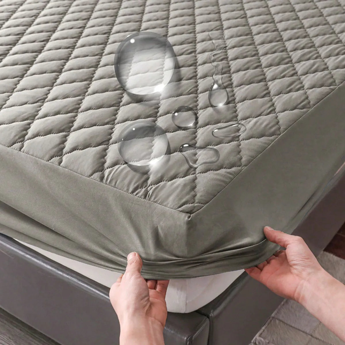 Housse de matelas imperméable, drap-housse de protection de matelas simple/Double/140/160, plusieurs tailles gris/blanc