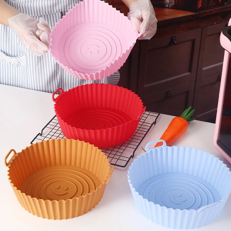 Plateau en Silicone pour friteuse à Air, plateau de cuisson pour four, Pizza, poulet frit, outil de cuisson, doublure réutilisable, panier en Silicone facile à nettoyer