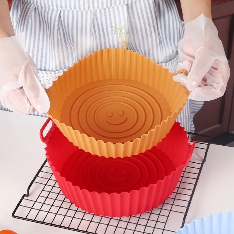 Plateau en Silicone pour friteuse à Air, plateau de cuisson pour four, Pizza, poulet frit, outil de cuisson, doublure réutilisable, panier en Silicone facile à nettoyer