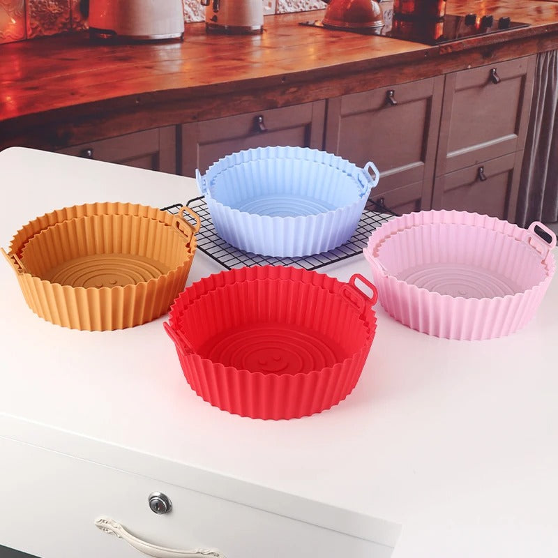 Air Fryer Silicone Tray Oven Baking Tray Pizza Fried Chicken Baking Tool Reusable Liner Easy to Clean airfryer Silicone Basket