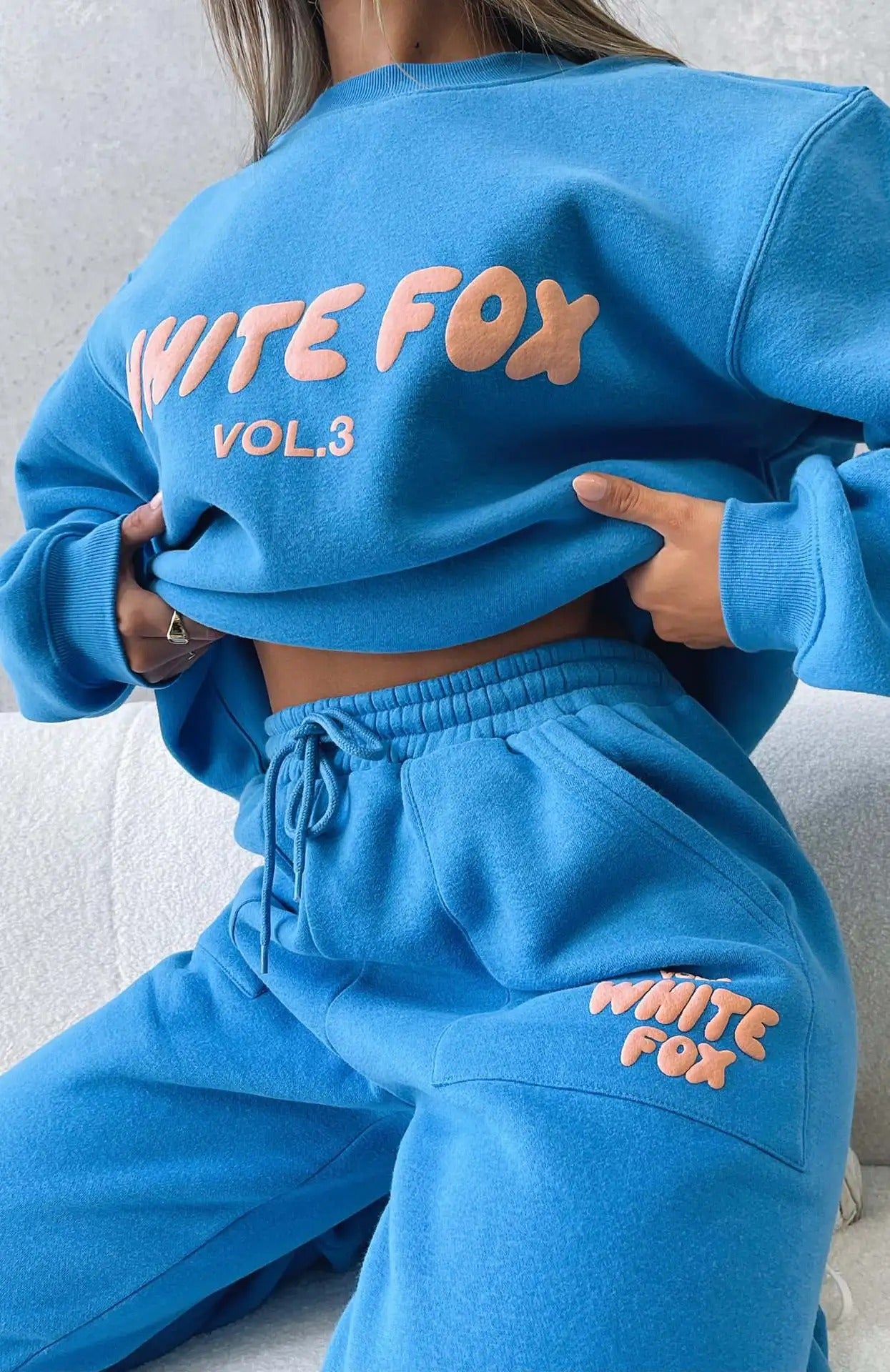 White Fox Europe and American Womens Clothing Burst Casual Fashion Letter Print Top Trousers Sport Suit Women