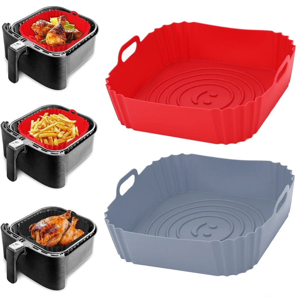 Plateau en Silicone pour friteuse à Air, plateau de cuisson pour four, Pizza, poulet frit, outil de cuisson, doublure réutilisable, panier en Silicone facile à nettoyer