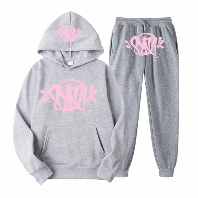 SynaWord High Street Fashion Men Suit Hip Hop Casual Hoodie Printed Fleece Hoodie Men Street Retro Loose Street Sports Clothing