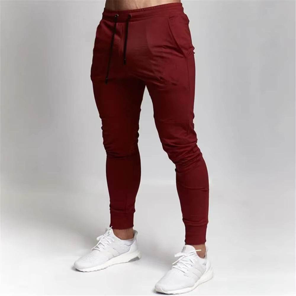 2024 Fashion Men Gyms Pure Color Pants Joggers Fitness Casual Long Pants Men Workout Skinny Sweatpants Jogger Tracksuit Trousers