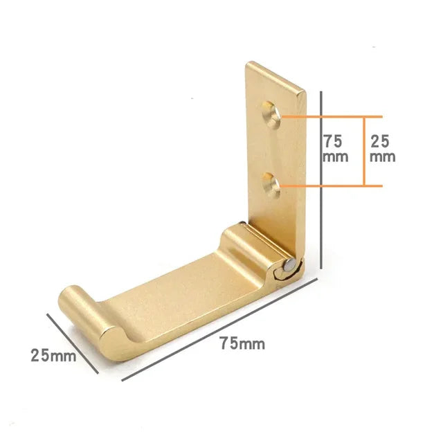 2pcs Folding Wall Invisible Hook for Clothing Aluminum Gold Coat Door Wall Hanger Bathroom Key Home Organizer Door Hooks