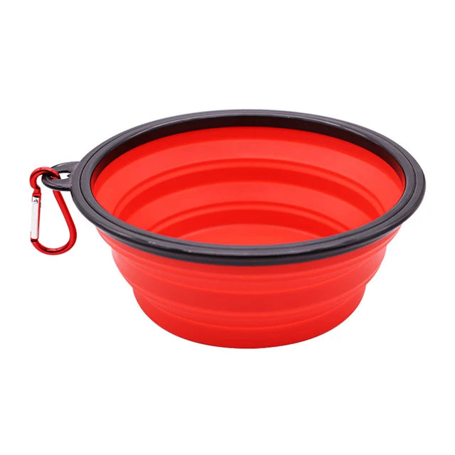 Outdoor Portable Pet Folding Bowl Silicone Dog Feeders with Hanging Hook Cat Dog Bowl Pet Items Dog Food Bowl Mascotas