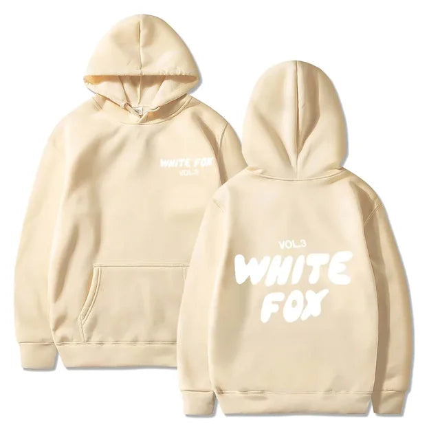 White Fox Women's Hoodie Loose Fitting Hoodie Thick Wool Letter Print Sweatshirts