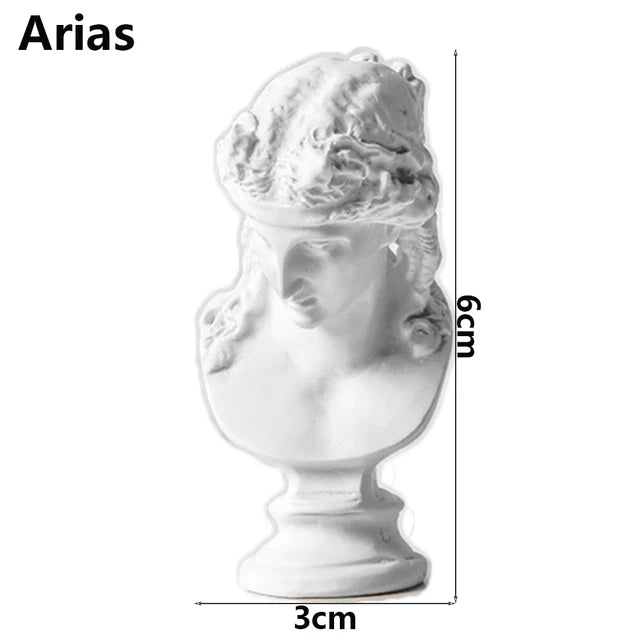 Nordic Style Miniature Plaster Bust Statue Greek Mythology Figurine Famous Sculpture Desktop Ornament Home Decor Drawing Practic