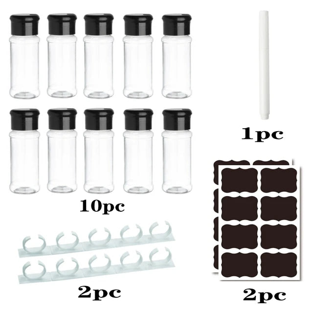 Bouteilles d'assaisonnement en plastique de 100ml, pot à condiments, boîtes à sel et à poivre pour Gadget de cuisine, organisateur d'outils, conteneur de stockage