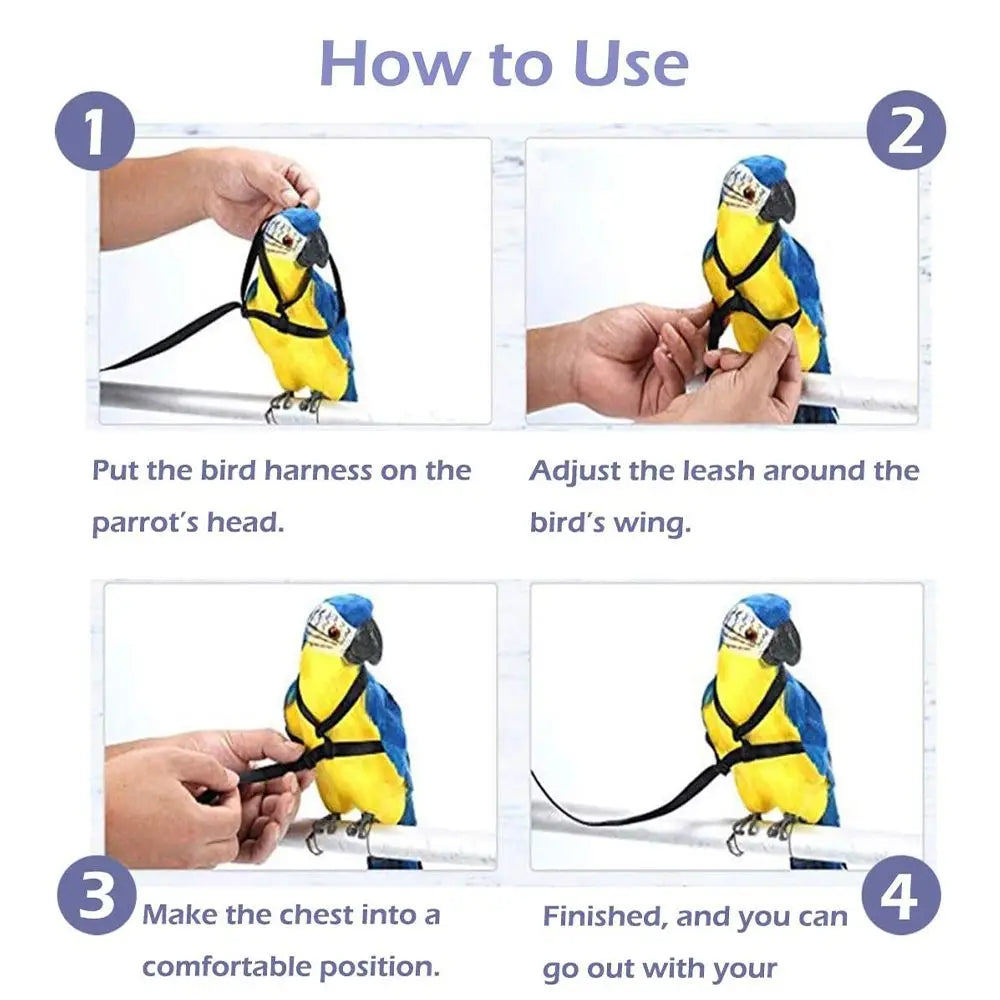 Parrot Bird Harness Leash Outdoor Flying Traction Straps Band Adjustable Anti-Bite Training Rope