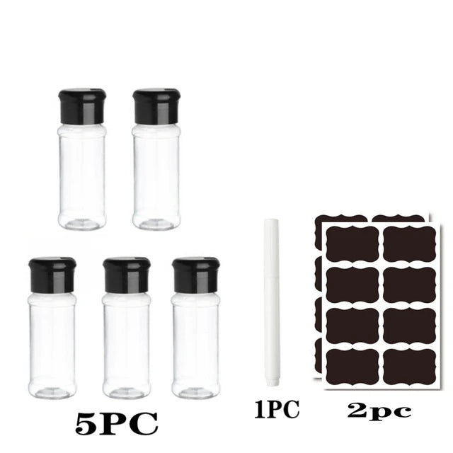 Botellas agitadoras de plástico para especias, tarros para condimentos, cajas de sal y pimienta para utensilios de cocina, organizador de herramientas, contenedor de almacenamiento, 100ML