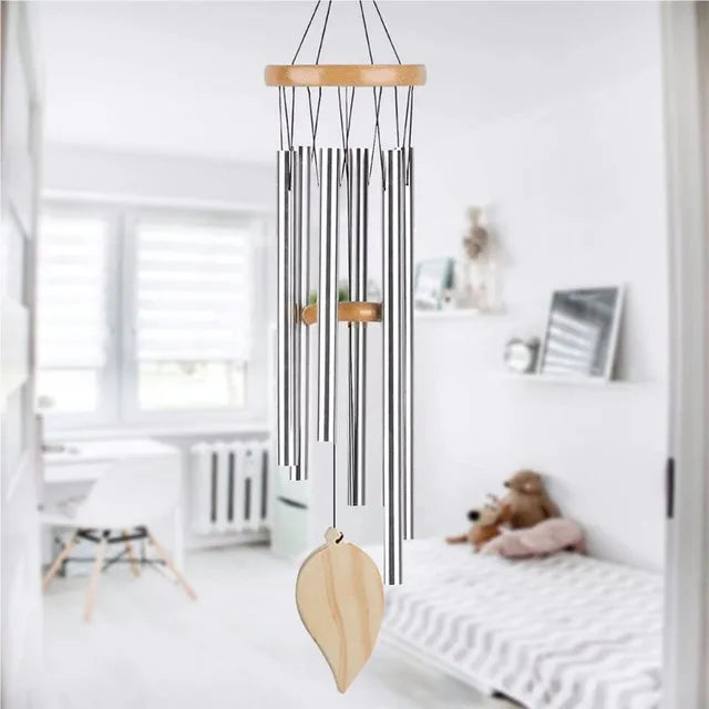 Campanas de viento de buena suerte, colgante de campana de 6 tubos para decoración del hogar, sonido claro y elegante, adecuado para uso en interiores y exteriores