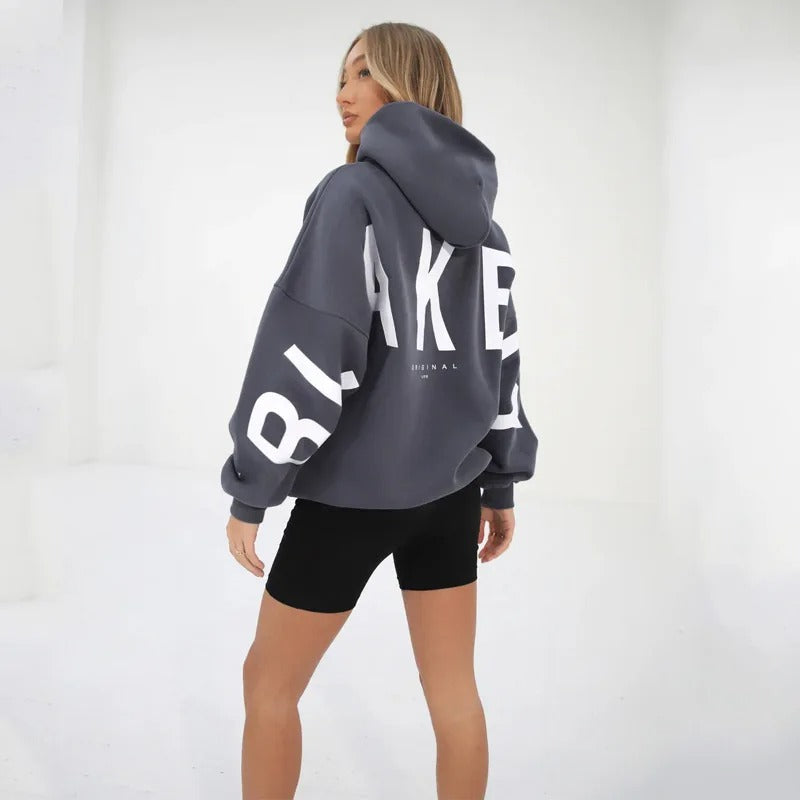 Blakey Hoodie Womens Letter Print Loose Pullover Hooded Sweatshirt Tops Youthful Woman Clothes Stitch Sweatshirt Fashion Hoodies