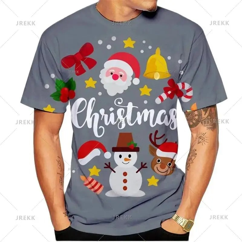 Funny T-shirt 3d Printed Santa Claus Oversized Tops Men TShirts-design-6-options