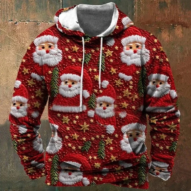 Funny Colourful Santa Claus 3D Print Hoodies For Men Clothes Fashion Cartoon Sweatshirt Xmas