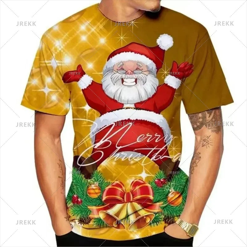 Funny T-shirt 3d Printed Santa Claus Oversized Tops Men TShirts-design-6-options