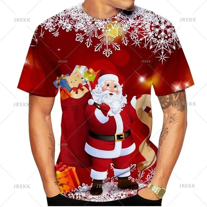 Funny T-shirt 3d Printed Santa Claus Oversized Tops Men TShirts-design-6-options