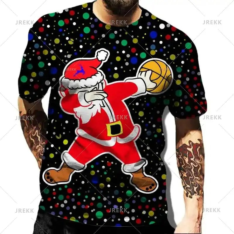 Funny T-shirt 3d Printed Santa Claus Oversized Tops Men TShirts-3-options-design