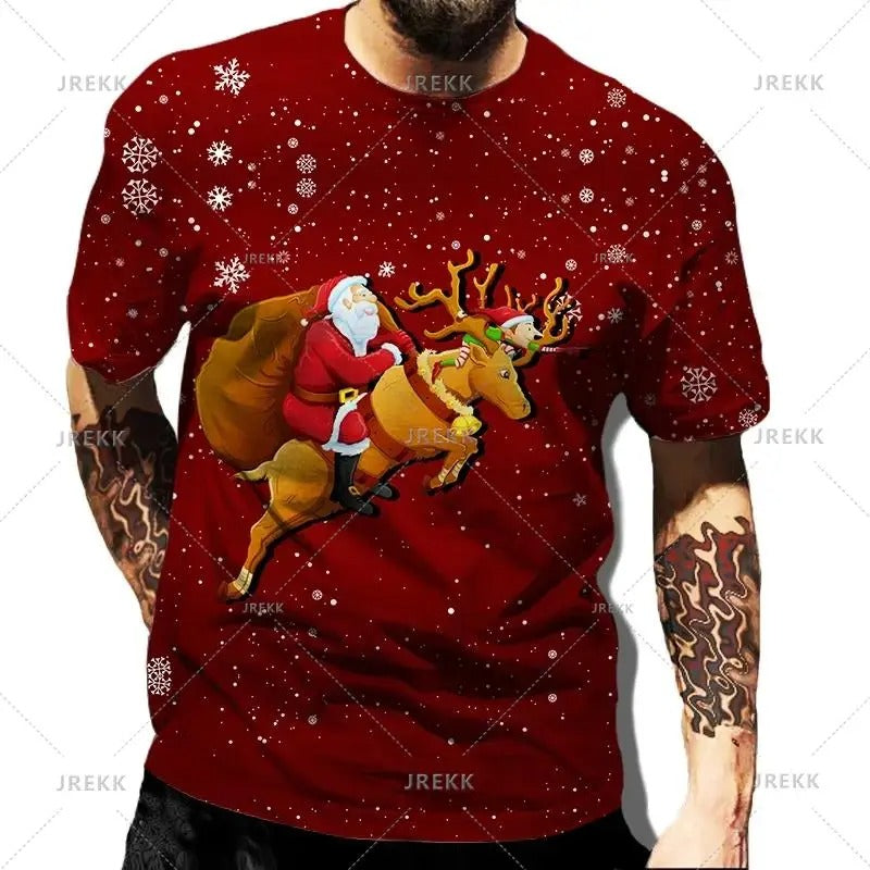 Funny T-shirt 3d Printed Santa Claus Oversized Tops Men TShirts-3-options-design