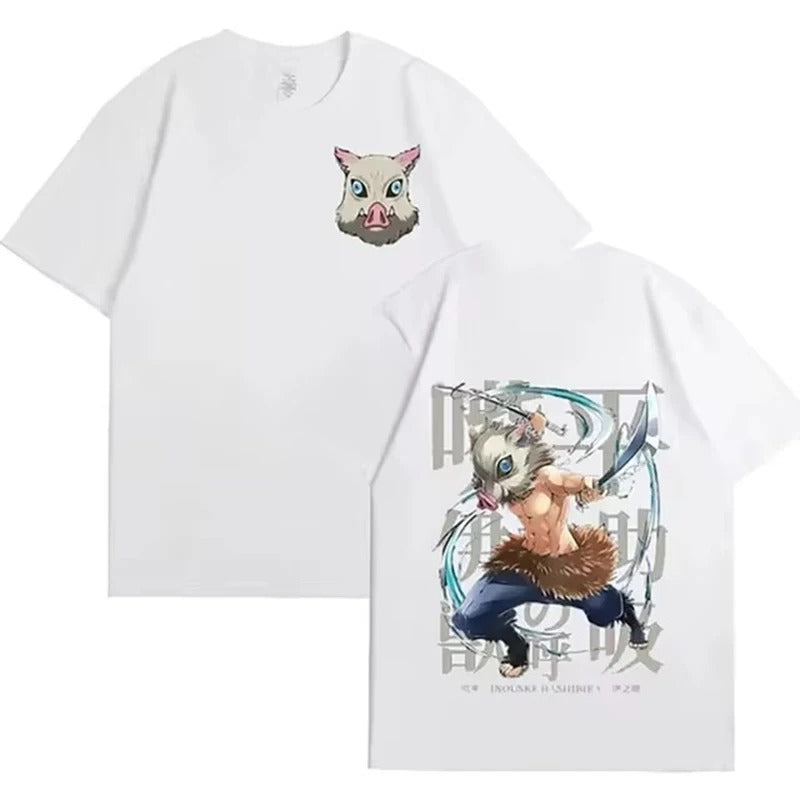 Oversized T Shirts Japanese Anime Demon Slayer Uzui Tengen Print T-shirt Funny Ninja Mice Muki Muki Gym Muscular Mouse