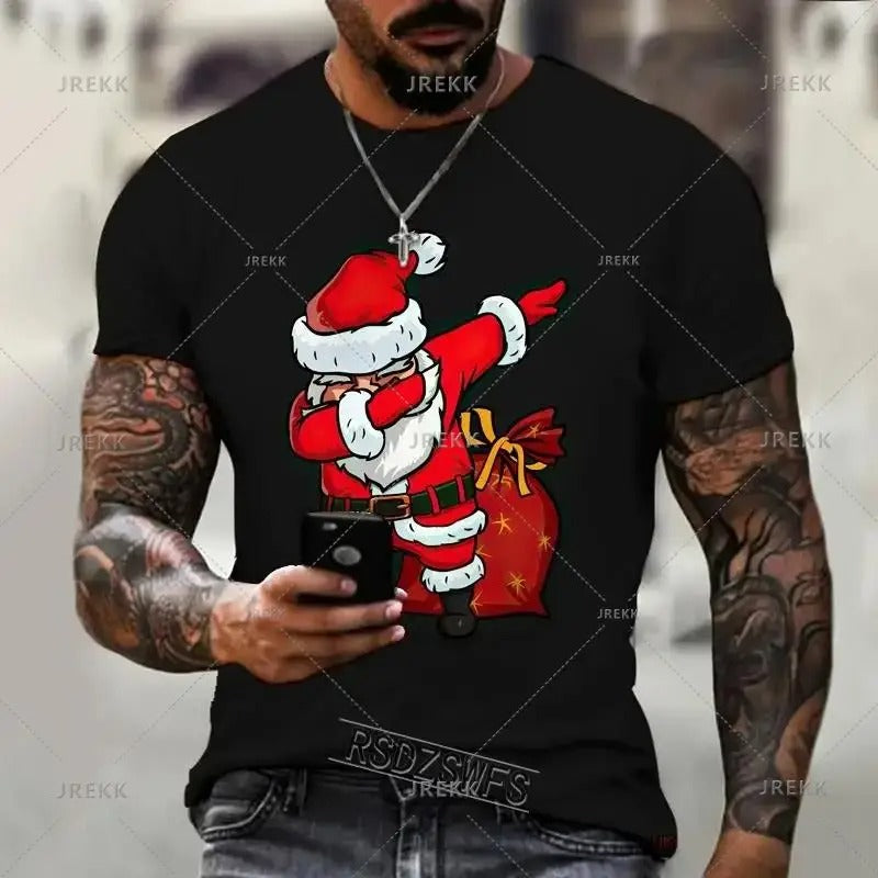 Funny T-shirt 3d Printed Santa Claus Oversized Tops Men TShirts-3-options-design