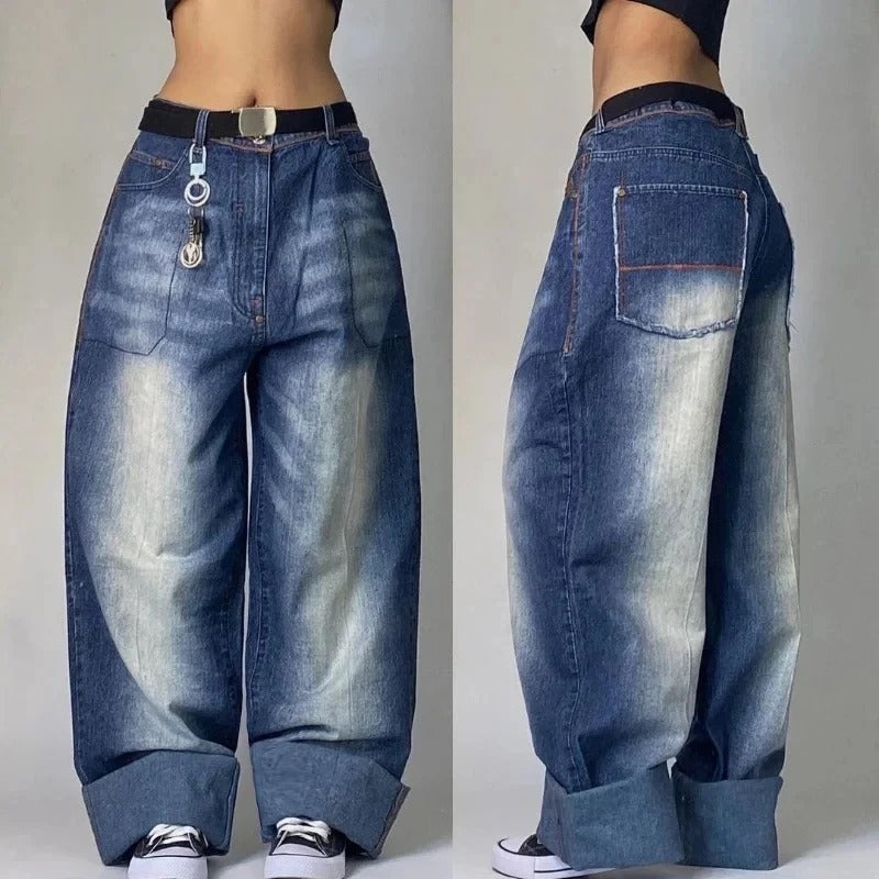 Y2K Baggy Jeans Womens New Multi-pocket Washed Vintage Jeans Harajuku Oversized Denim Pants High Waist Wide Leg Pants Trousers