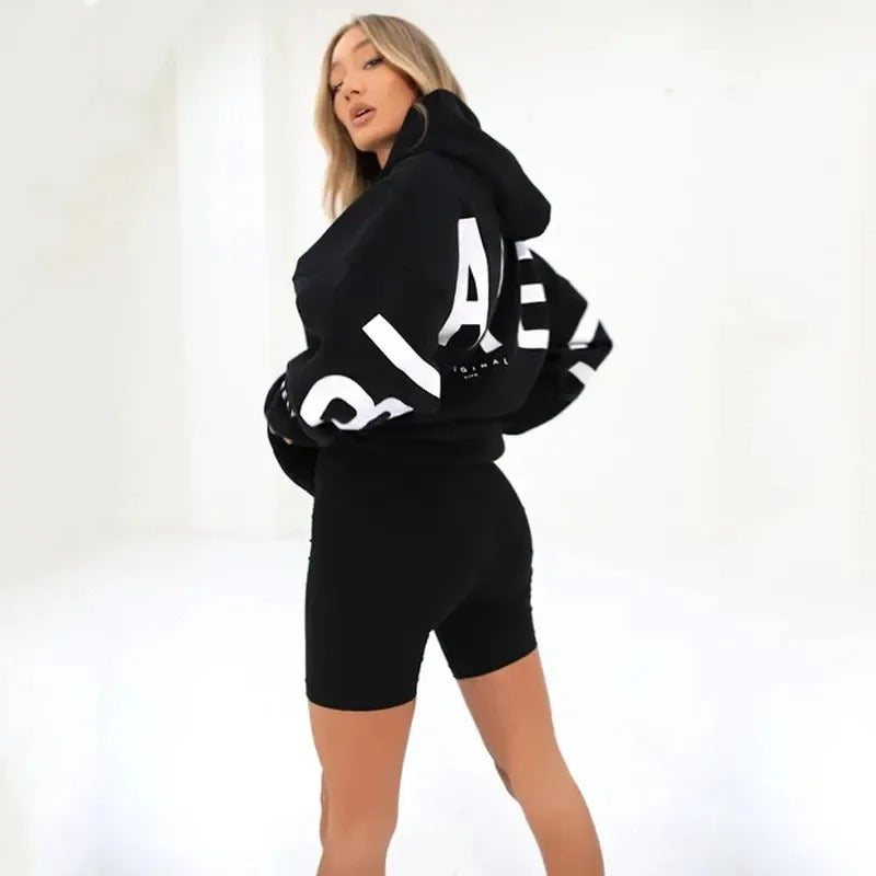 Blakey Hoodie Womens Letter Print Loose Pullover Hooded Sweatshirt Tops Youthful Woman Clothes Stitch Sweatshirt Fashion Hoodies