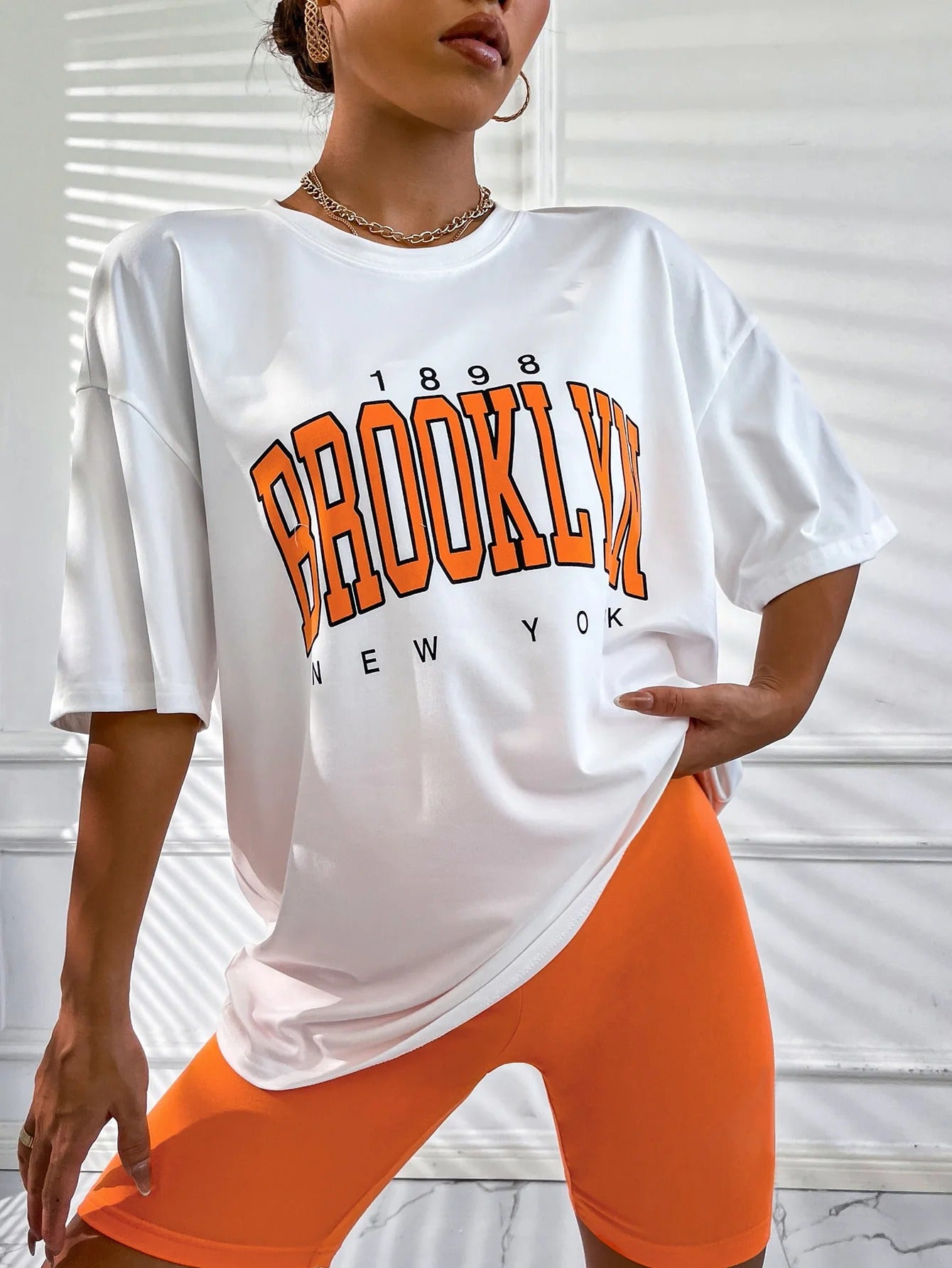 BROOKLYN Printed Men's and Women's T-shirt Summer Fashion Casual European and American Women's Tops Oversized T Shirt