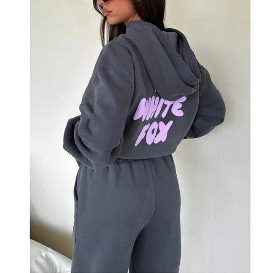 White Fox Womens Hoodie Adult Printed In Wool Font Streetwear Hooded Sweatshirts Pullovers Unisex Tracksuit Clothing