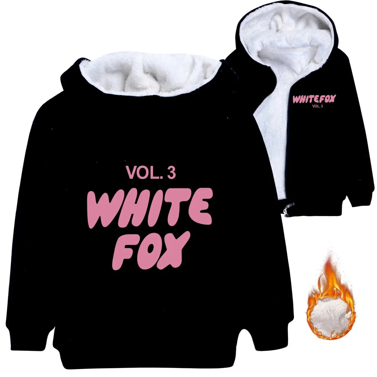 White Fox Children Clothes Winter Kids Warm Thick Velvet Hoody Jacket Teenager Boy Tops vol.3 Baby Girls Zipper Jackets Coat 2-15Y