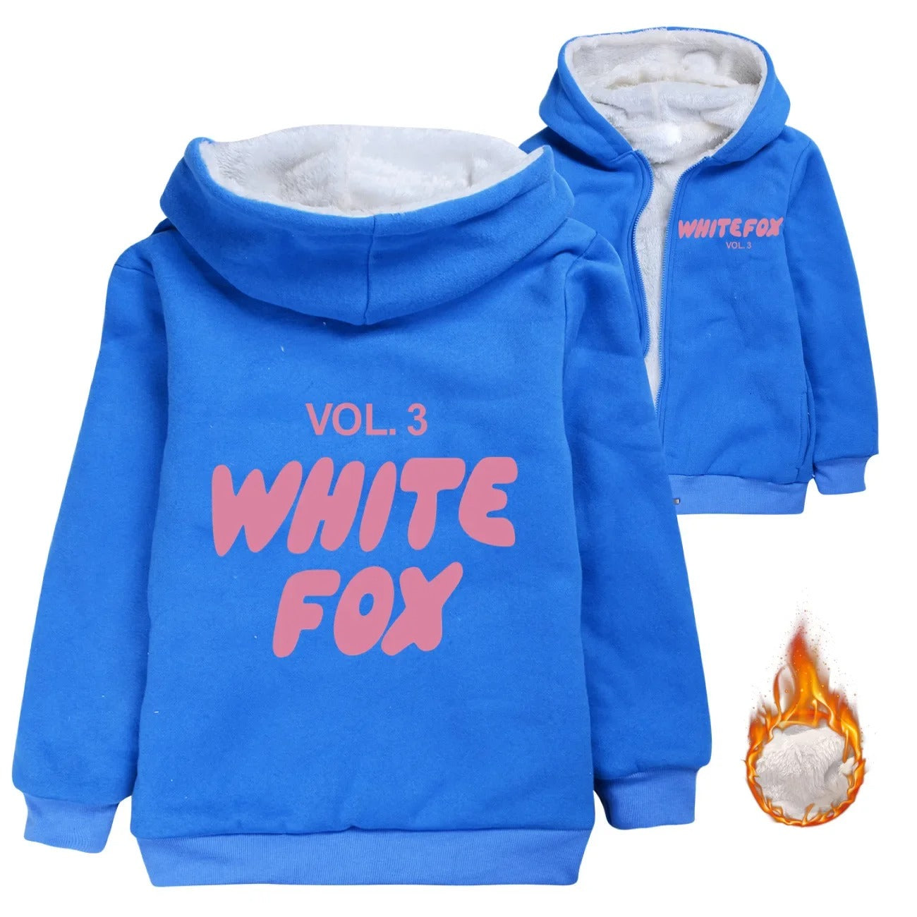 White Fox Children Clothes Winter Kids Warm Thick Velvet Hoody Jacket Teenager Boy Tops vol.3 Baby Girls Zipper Jackets Coat 2-15Y