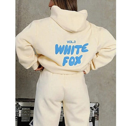 White Fox Womens Hoodie Kids Printed In Wool Font Streetwear Hooded Sweatshirts Pullovers Unisex Tracksuit Clothing