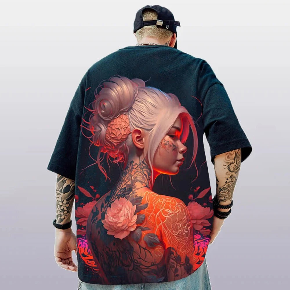 3d Anime Character Print T-Shirt For Men Summer Casual Men's T-Shirt Street Trend Tops Loose Oversized Short Sleeve-12-options