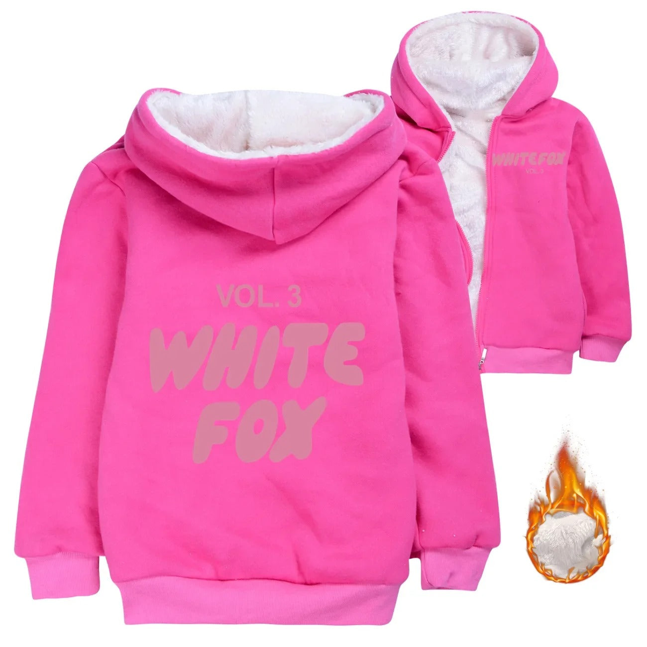 White Fox Children Clothes Winter Kids Warm Thick Velvet Hoody Jacket Teenager Boy Tops vol.3 Baby Girls Zipper Jackets Coat 2-15Y