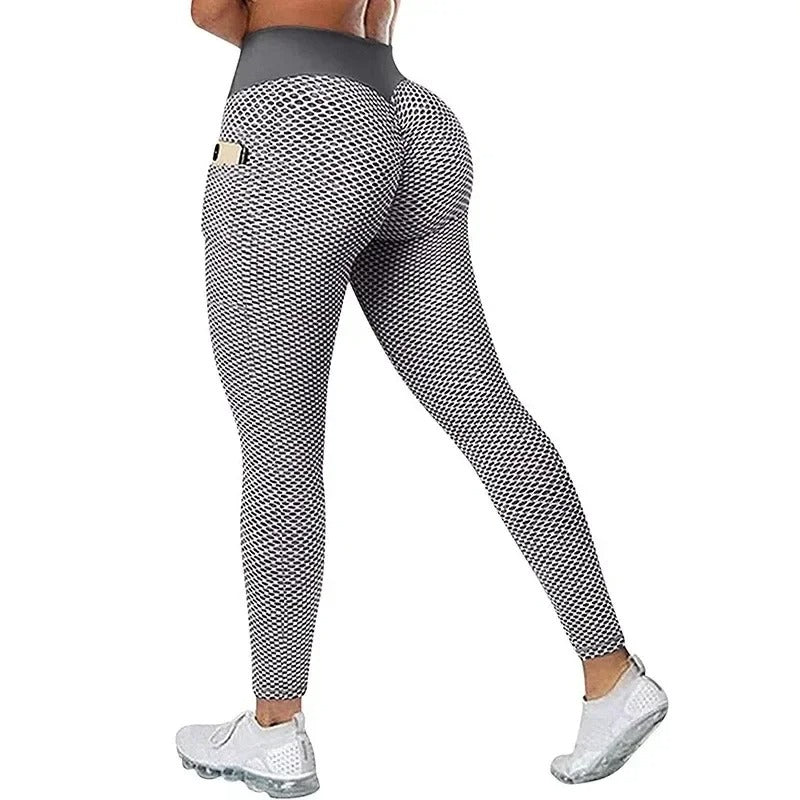 S-3XL Women's Casual High Waist Pocket Sports Leggings Fitness Pants Scrunch Butt Workout Tights Push Up Yoga Gym Leggins