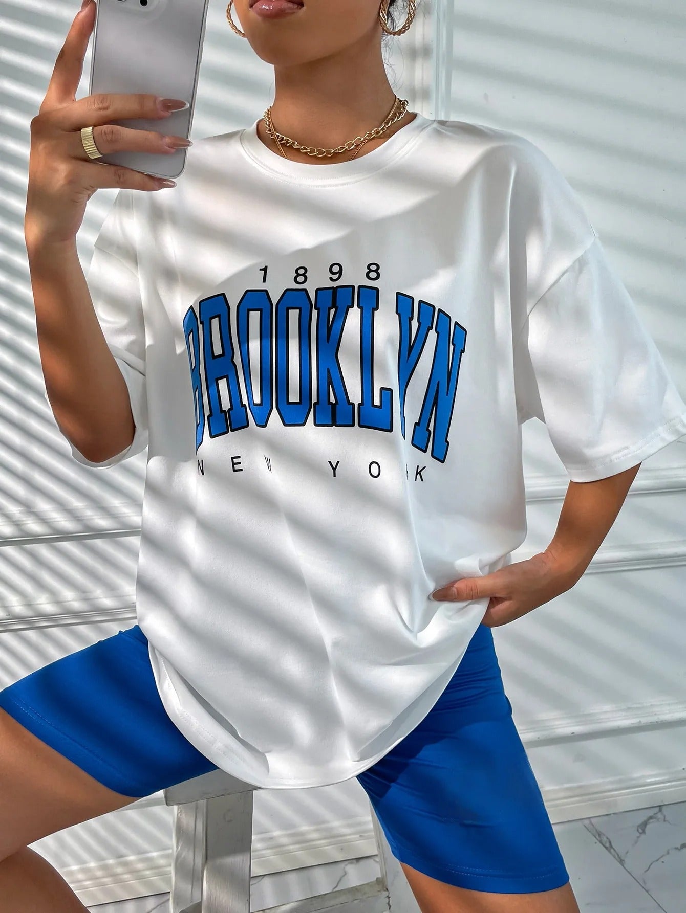 BROOKLYN Printed Men's and Women's T-shirt Summer Fashion Casual European and American Women's Tops Oversized T Shirt