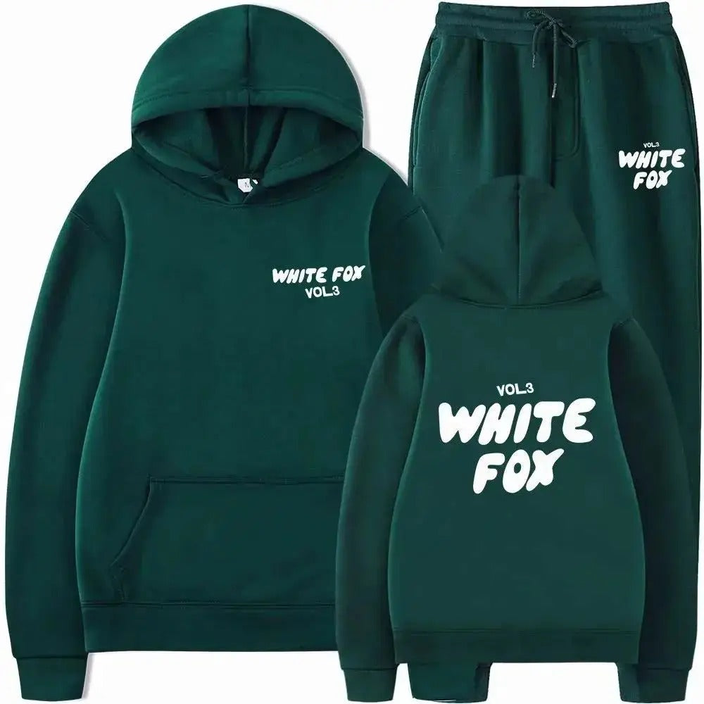 White Fox Autumn Winter Men Women Tracksuit Hoodies+ Pants 2Pcs Sets Suit Fashion Trend Clothing Sportswear Sweatshirt